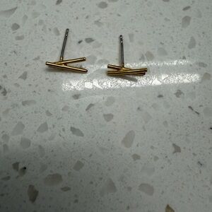 Minimalist Gold Cross Bar Stud Earrings